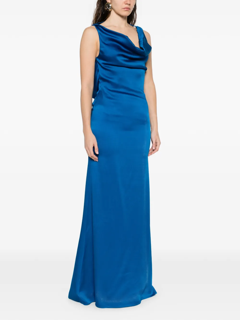 Cowl-Neck Draped Maxi Dress