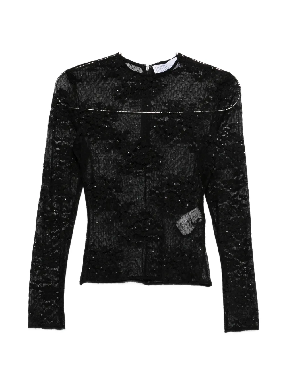 Giuseppe Di Morabito crystal-embellishment lace-fabric top - Nero