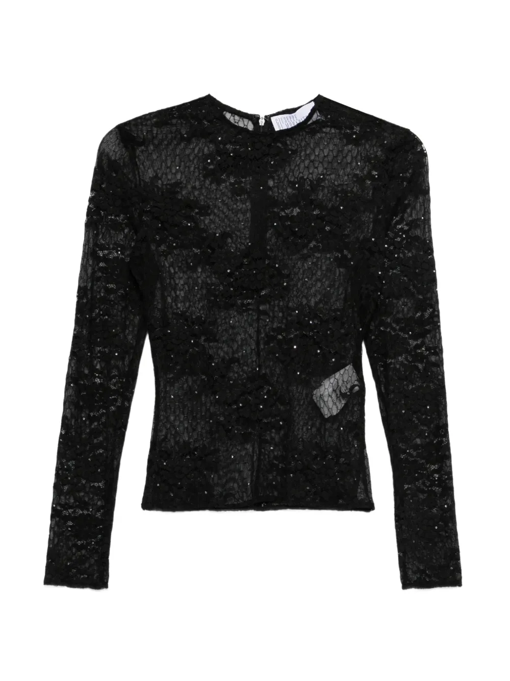 Giuseppe Di Morabito crystal-embellishment lace-fabric top - Nero