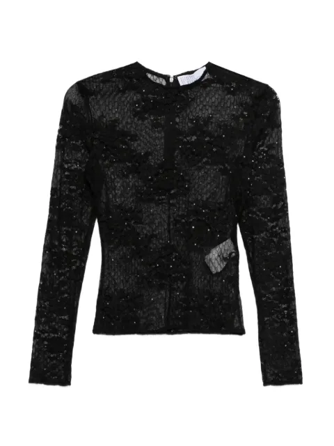 Giuseppe Di Morabito crystal-embellishment lace-fabric top