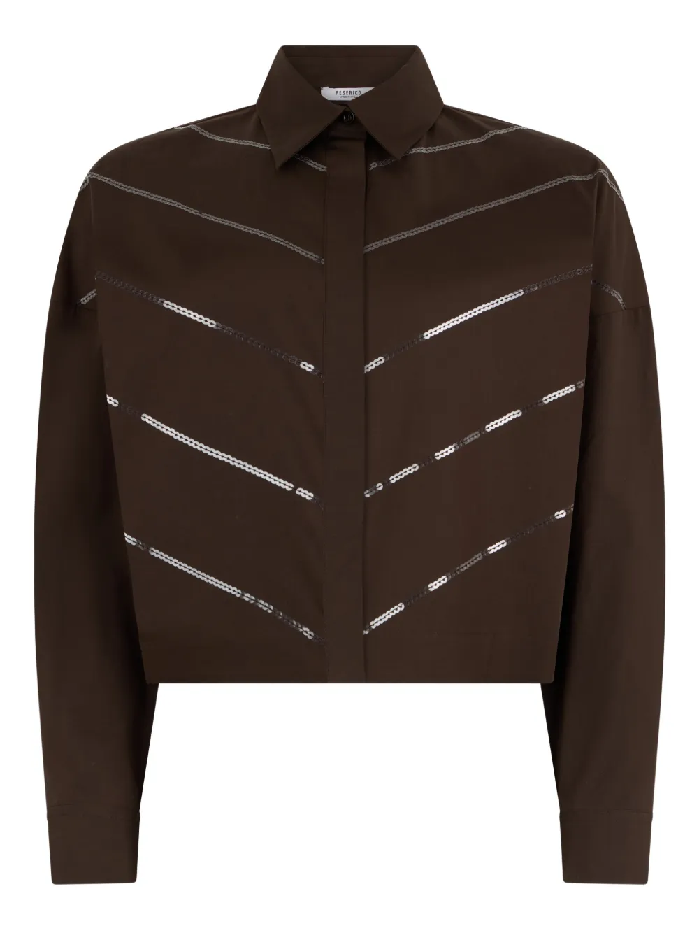 Peserico cropped sequin-embellished shirt - Brown