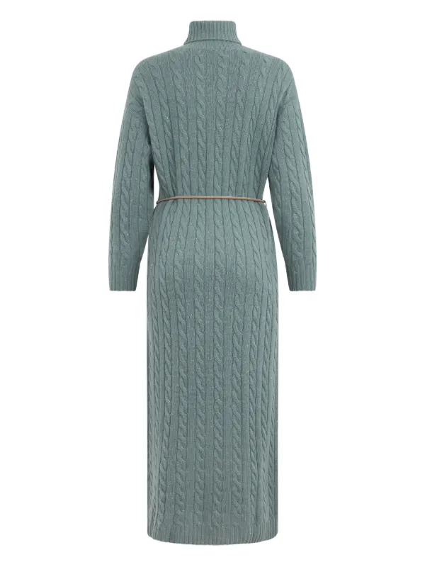 knee length dresses for ladies Little Turtleneck Midi Dress - Charcoal + Ivory Stripe main image 1