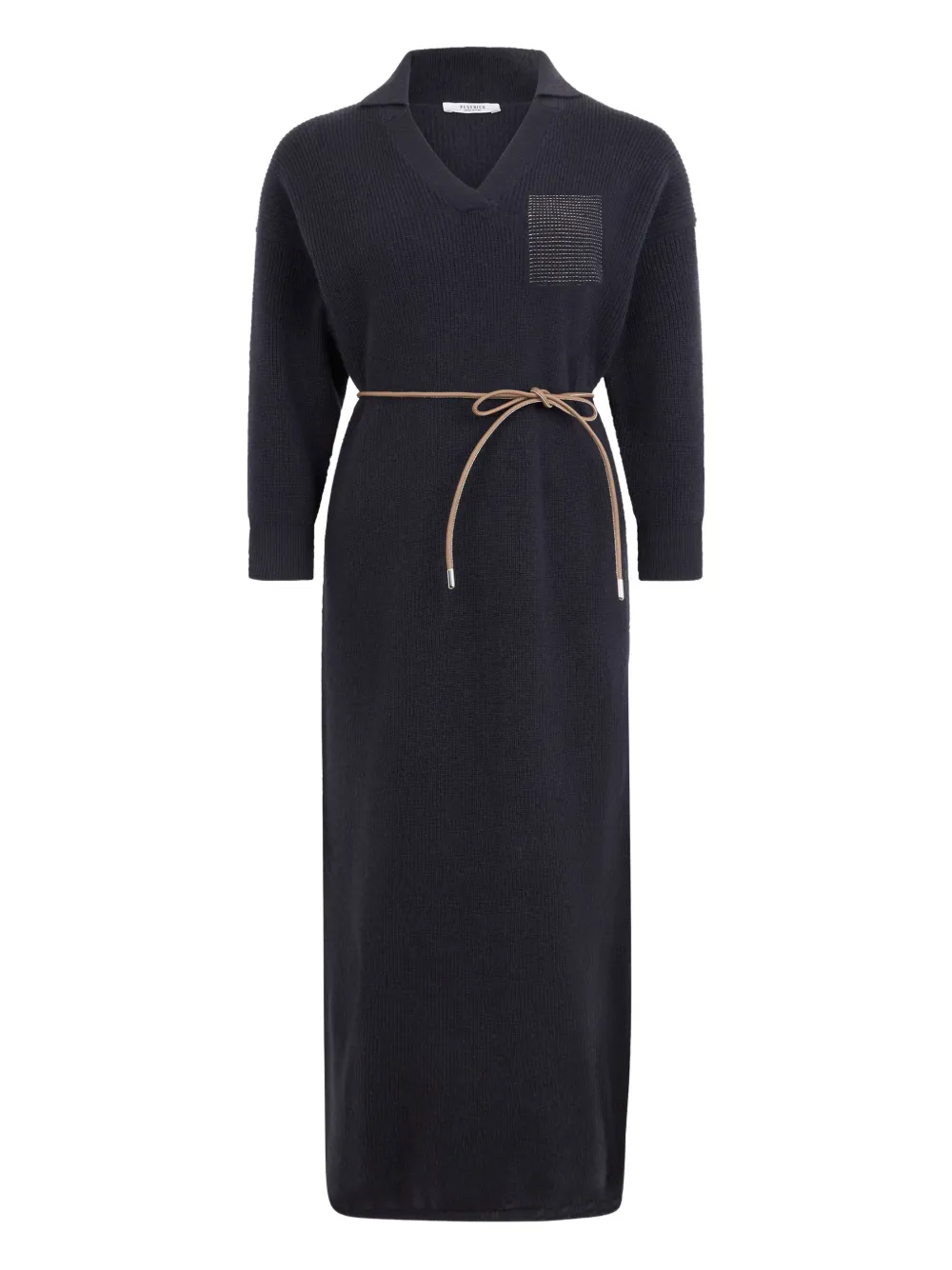 Peserico V-neck ribbed maxi dress - Nero