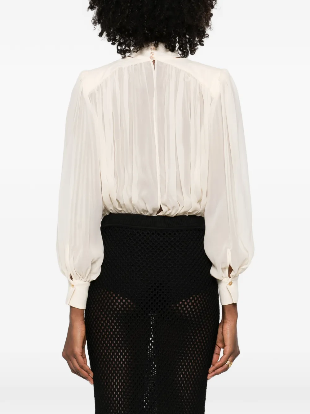 Tie-Detail Pleated Top
