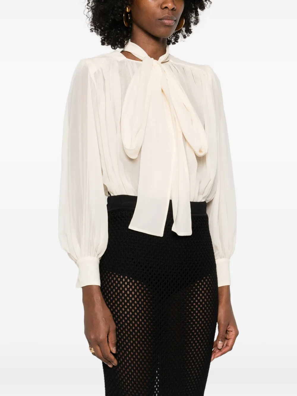 Tie-Detail Pleated Top