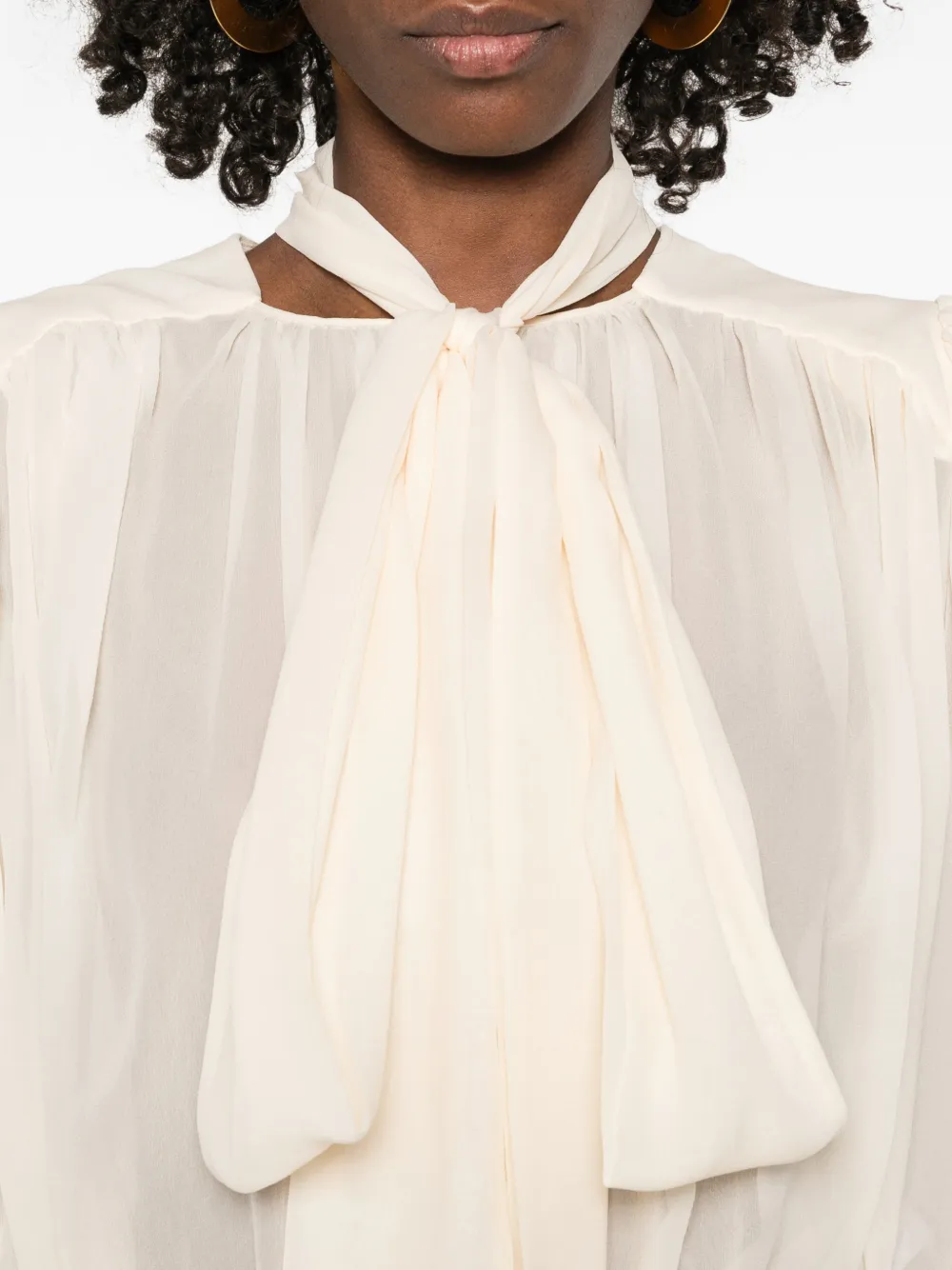 Tie-Detail Pleated Top