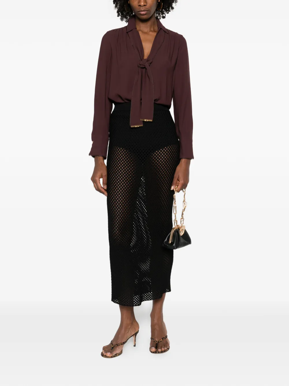Elisabetta Franchi V-neck buttoned top - Bruin