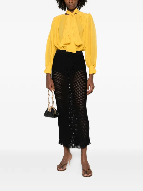 Elisabetta Franchi Pleated Tie Bodysuit | Yellow | FARFETCH OM