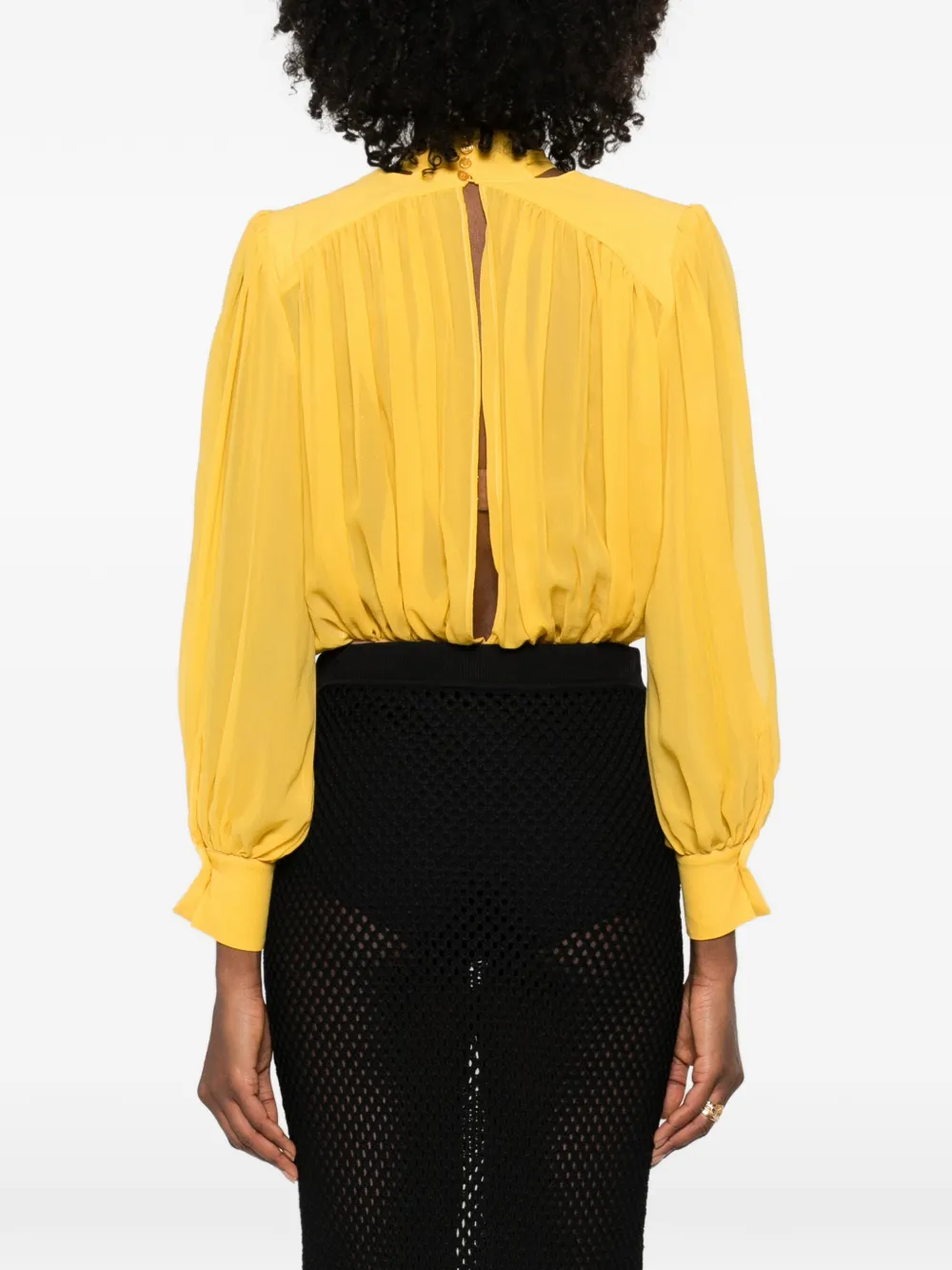Elisabetta Franchi Geplooide body met strik Geel