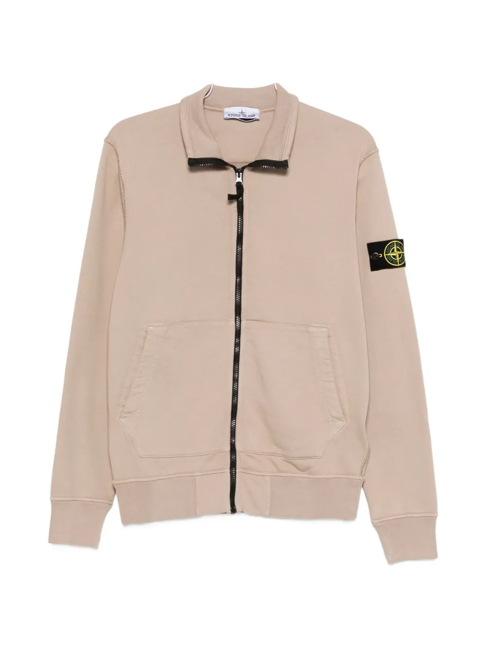 Stone Island zip-up logo-patch sweater - Nude