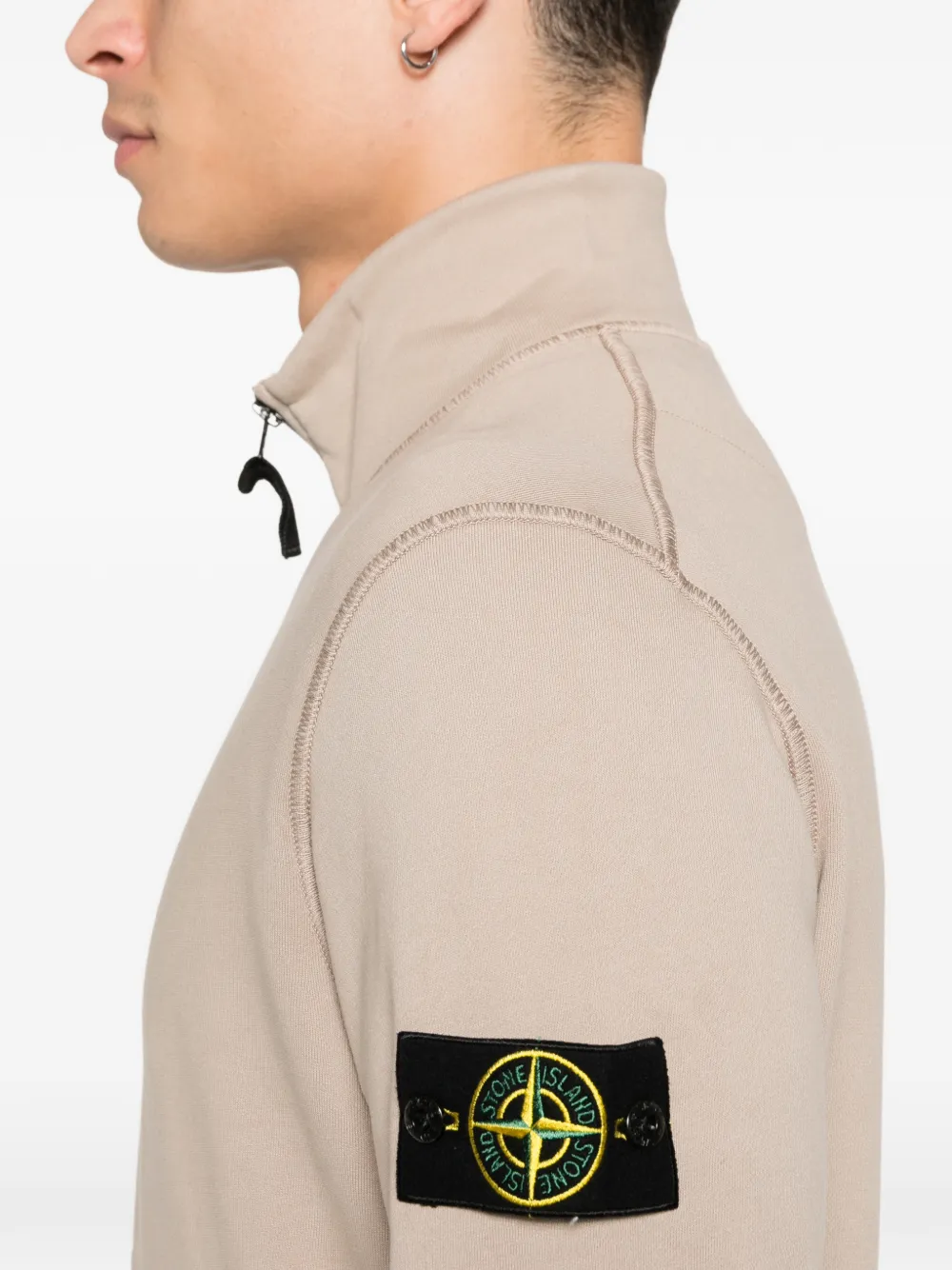 Stone Island Trui met logopatch en rits Beige