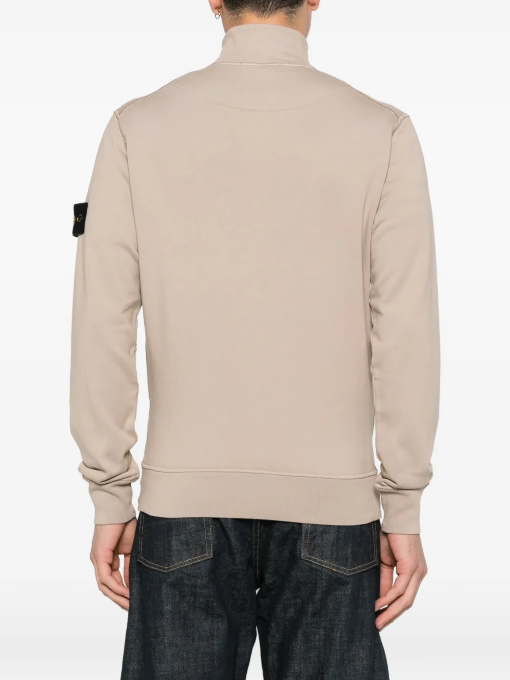 Stone Island Trui met logopatch en rits Beige