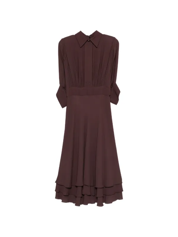 Elisabetta Franchi Tiered Ruffled Midi Dress | Brown | FARFETCH