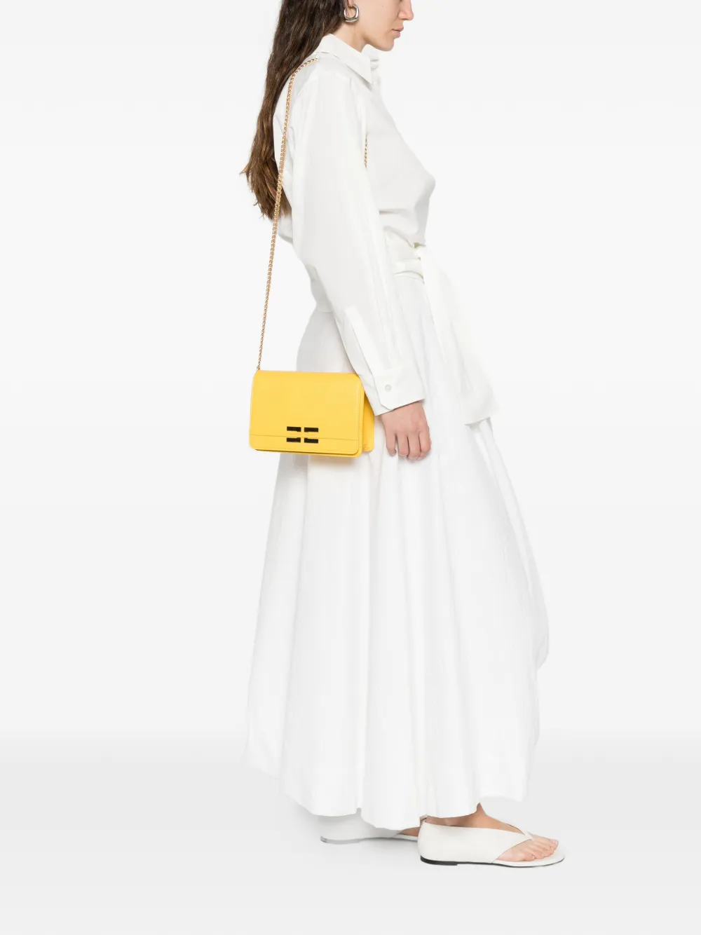Elisabetta Franchi chain-strap shoulder bag - Geel
