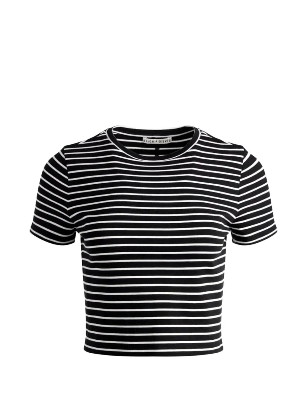 alice + olivia Cindy striped cropped T-shirt - Nero
