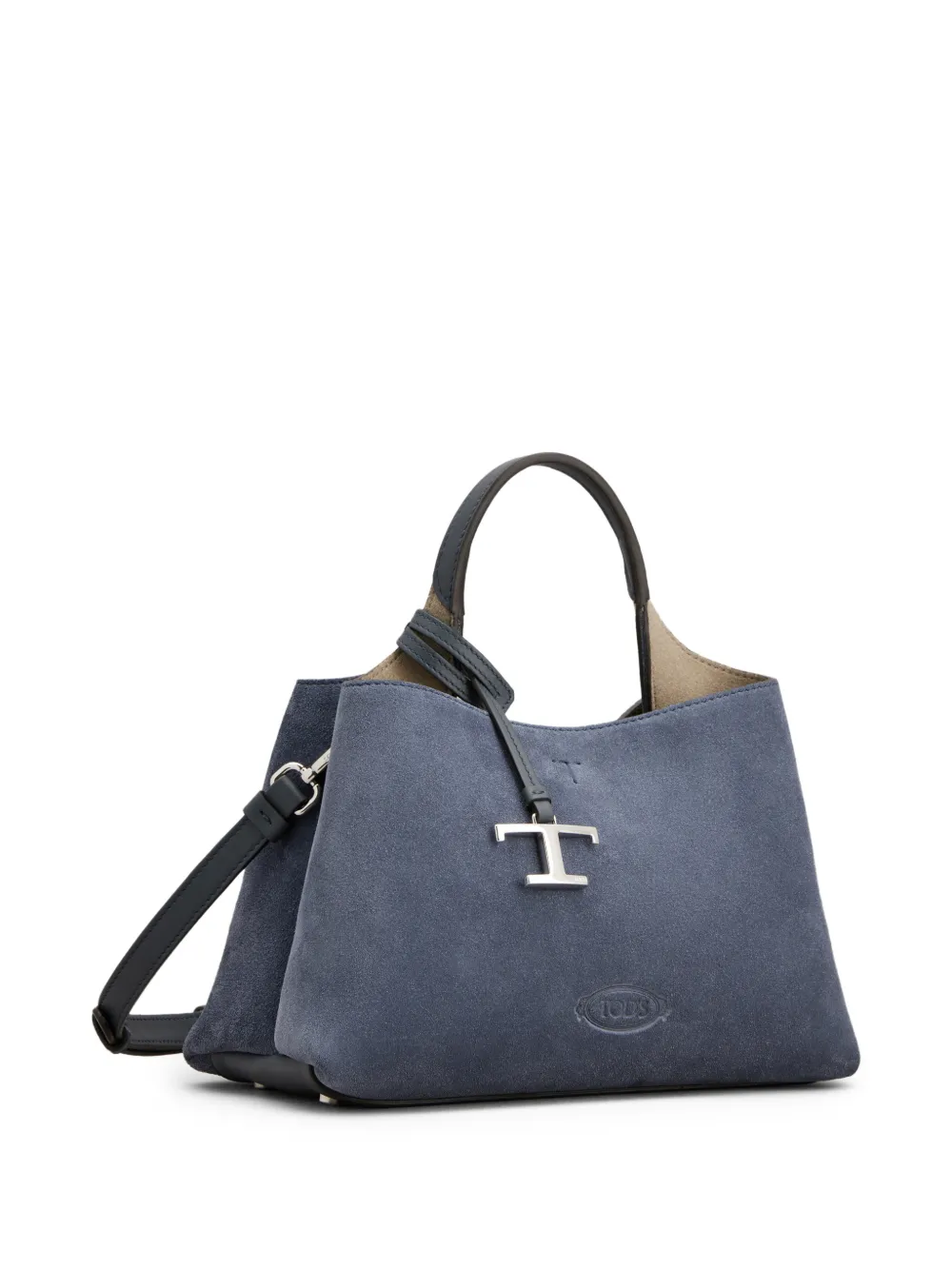  Tod's Suede Logo-appliqué Tote Bag - Blue 