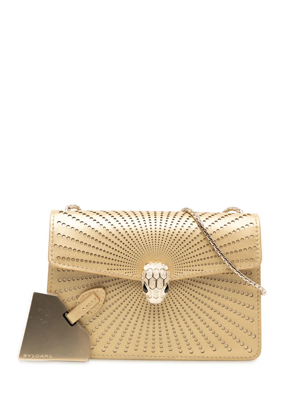 Bvlgari Pre-Owned 2010-2025 Mini Laser Cut Calfskin Serpenti Forever Diamond Blast Sunshine crossbody bag - Oro