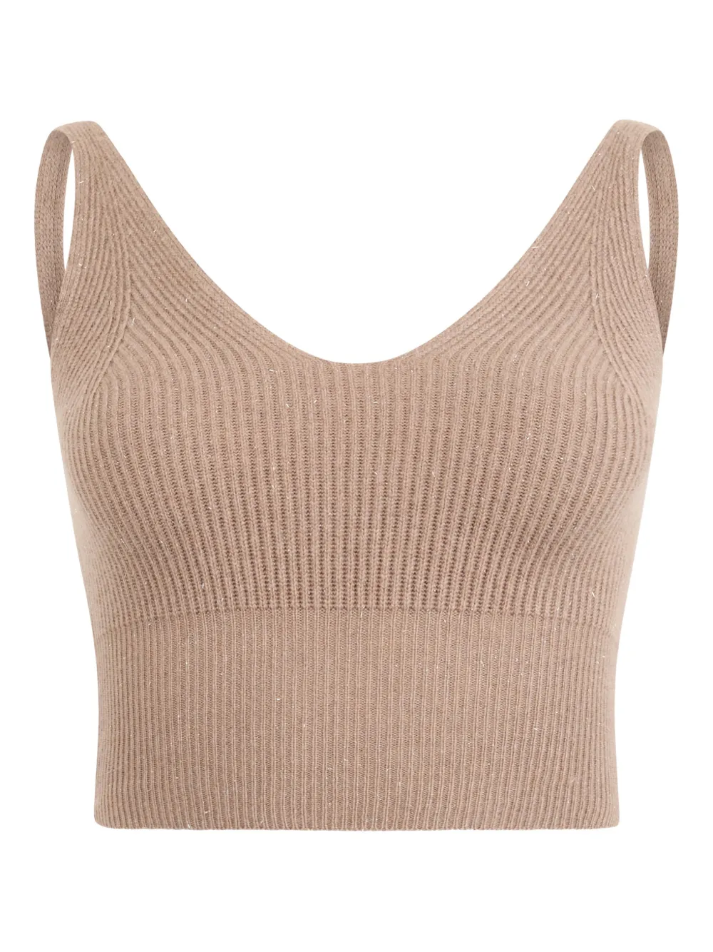 Peserico ribbed V-neck crop top - Toni neutri