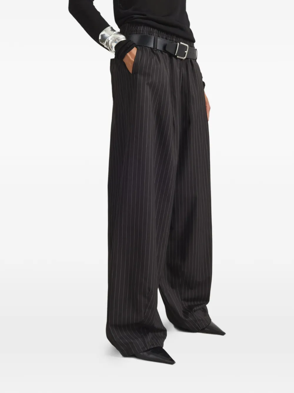 The Frankie Shop Pantaloni a palazzo gessati Oakdale - Nero