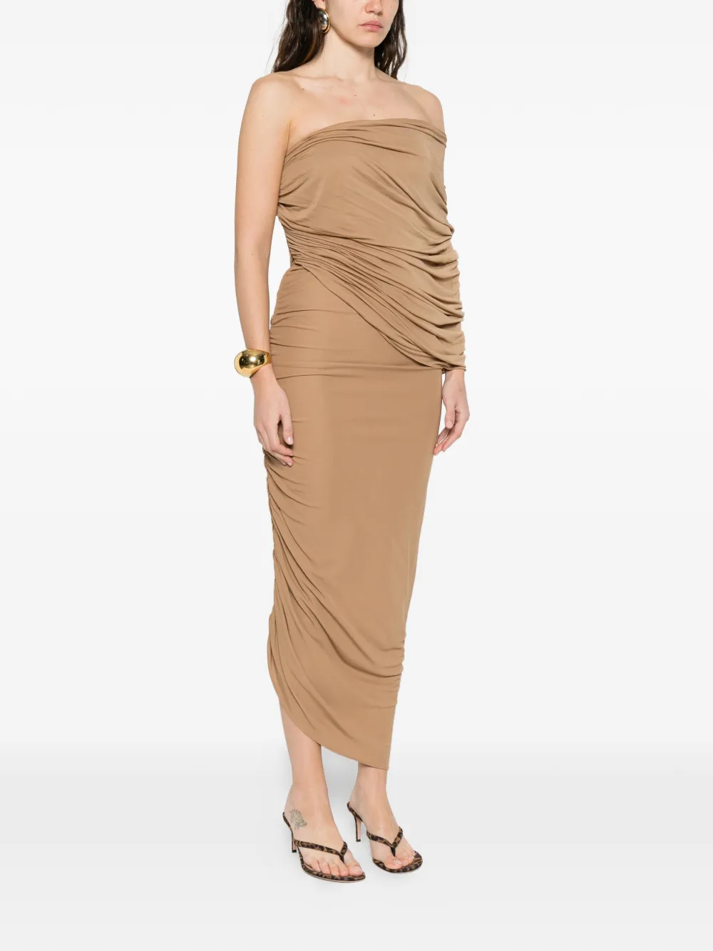  Giuseppe Di Morabito One-shoulder Gathered Midi Dress - Neutrals 