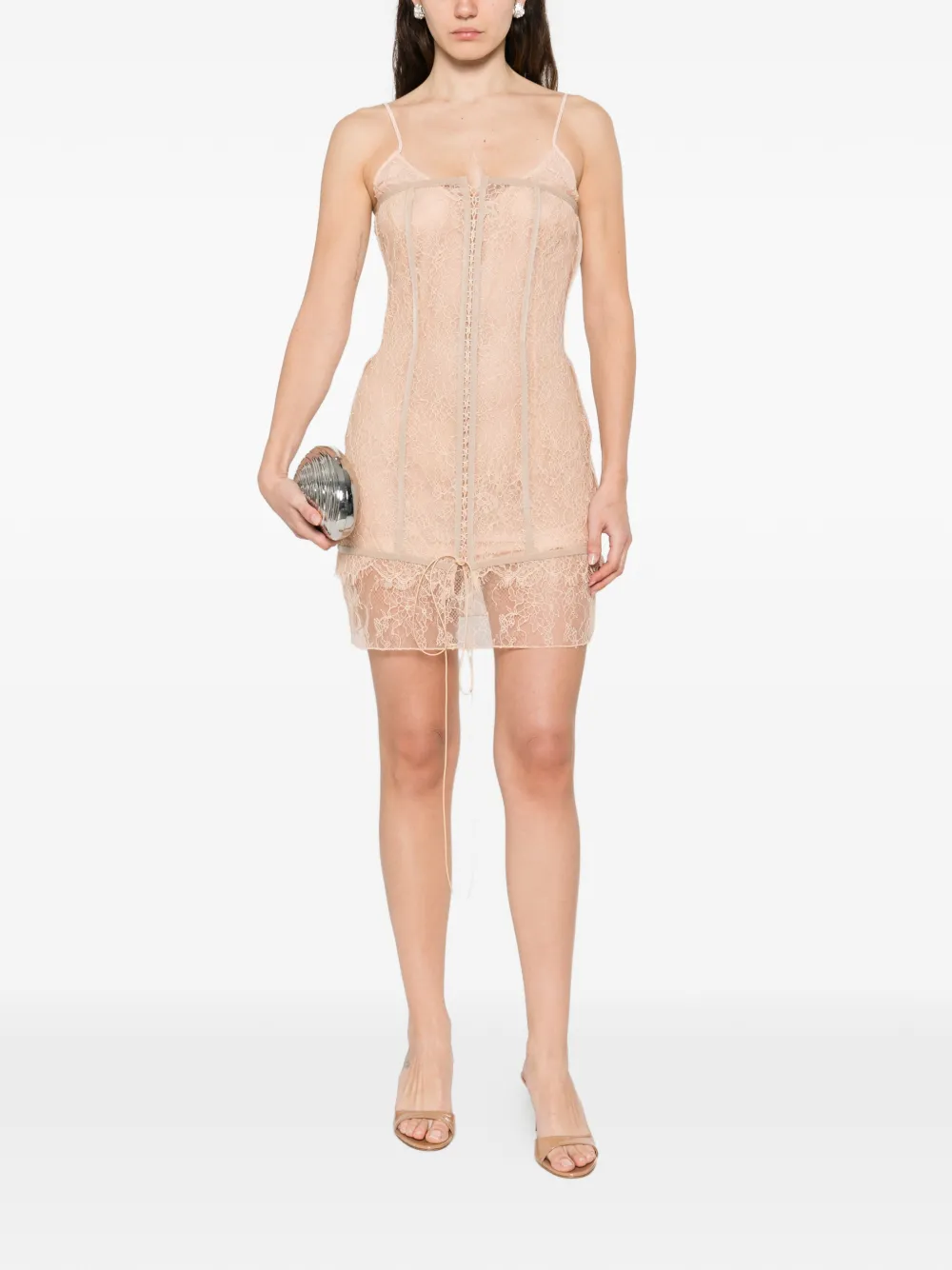  Giuseppe Di Morabito Lace-fabric Panelled-design Mini Dress - Pink 