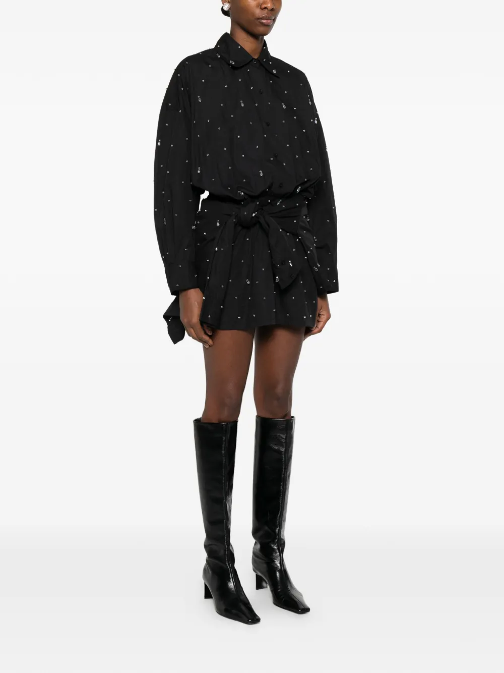  Giuseppe Di Morabito Embellished Tie-front Dress - Black 