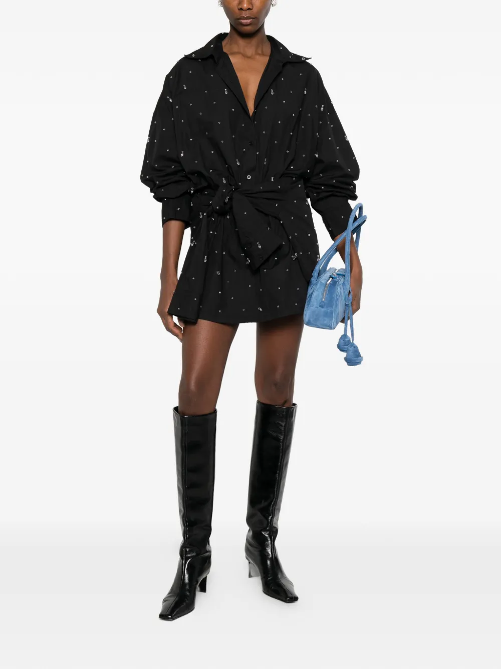  Giuseppe Di Morabito Embellished Tie-front Dress - Black 