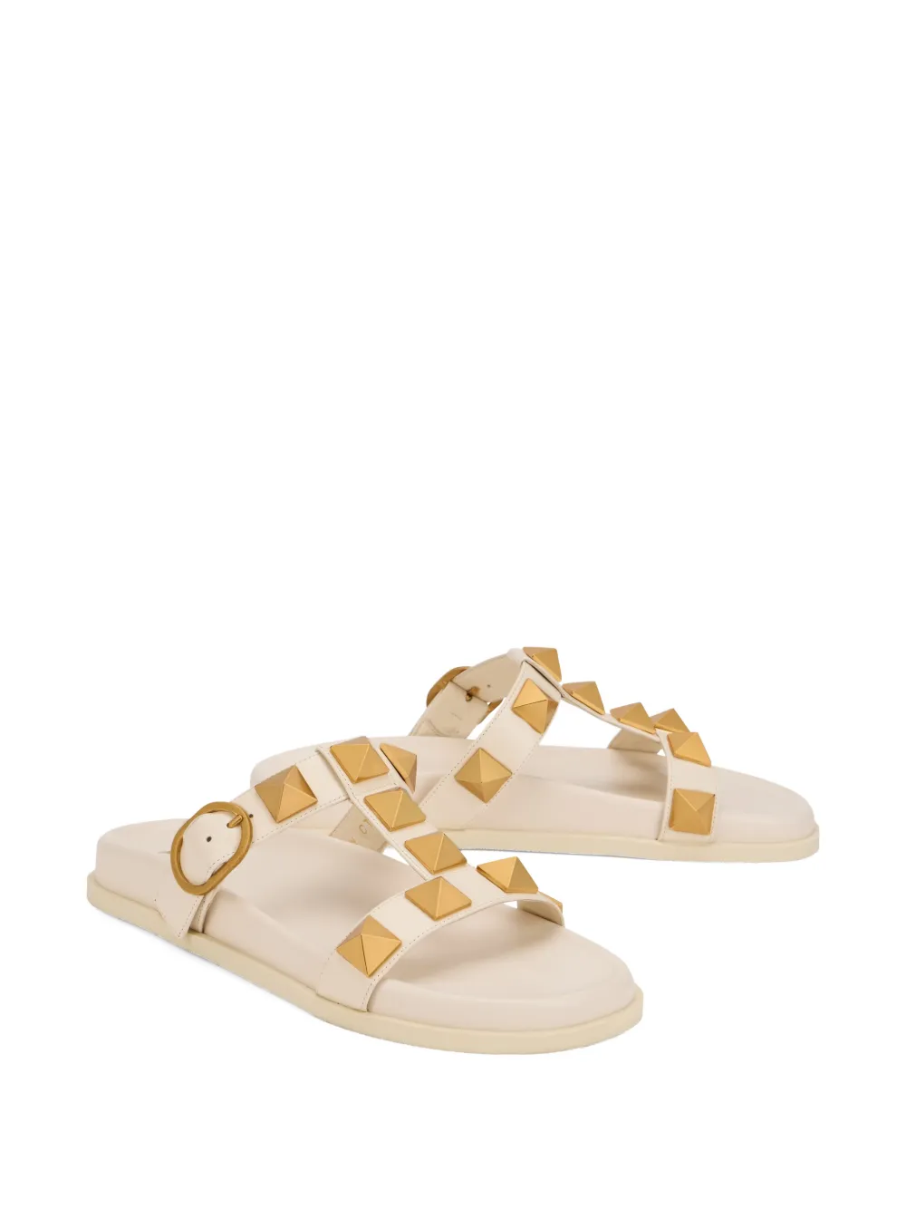 Valentino Garavani studded strapped flat sandals Beige