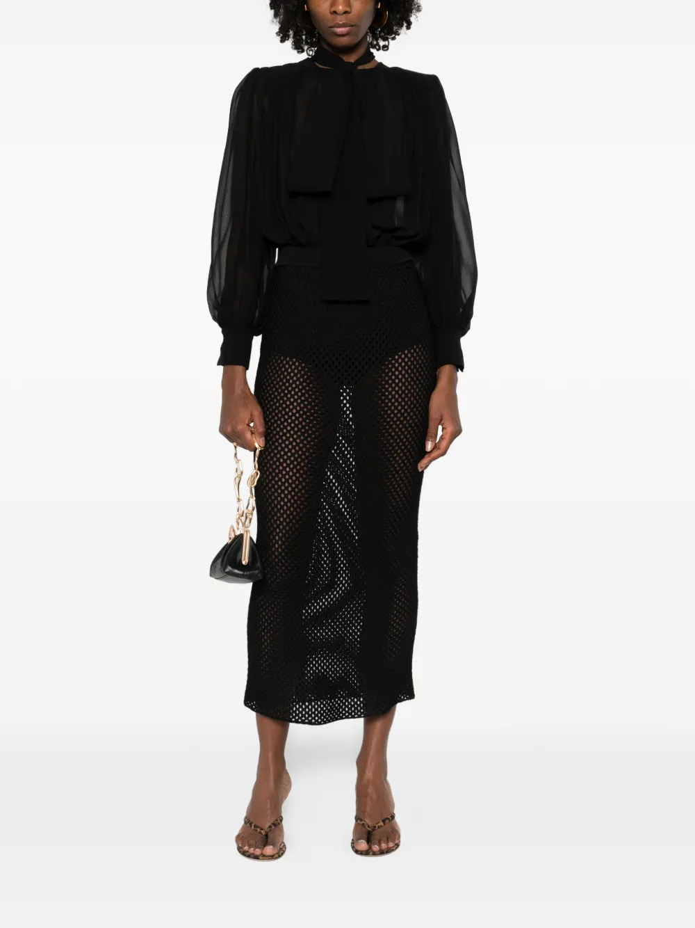 Elisabetta Franchi tie-neck bodysuit - Zwart