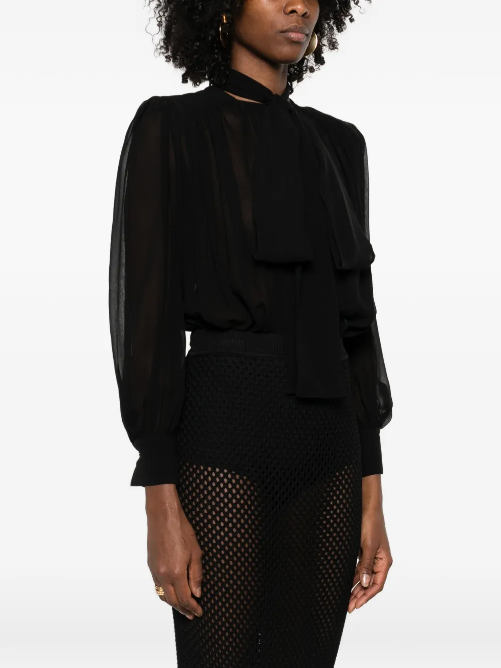  Elisabetta Franchi Tie-neck Bodysuit - Black 