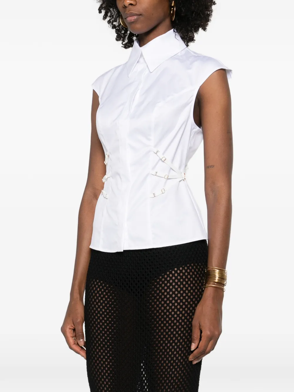 Elisabetta Franchi Mouwloos shirt Wit