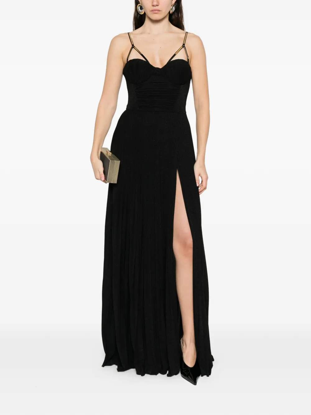 Elisabetta Franchi bustier belted maxi dress - Zwart
