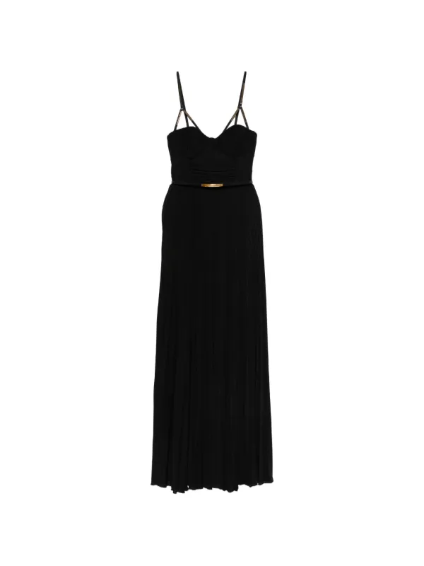 美品 Elisabetta Franchi ブラックドレス イタリア製 Elisabetta Franchi Red Carpet ビスチェ ベルテッド マキシドレス