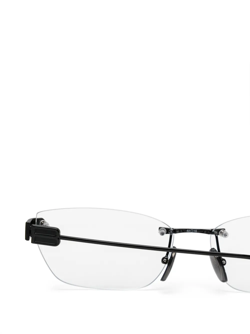 バレンシアガ  BB0490O リムレススクエア眼鏡 メンズ 62□16 Balenciaga Eyewear スクエアメガネフレーム | ブラック | FARFETCH JP