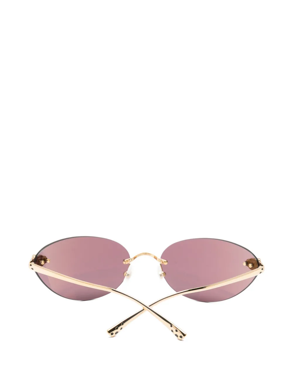 Cartier Eyewear Zonnebril met randloos ovalen montuur Goud