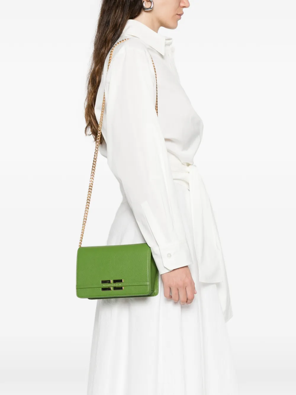 Elisabetta Franchi logo chain shoulder bag - Groen