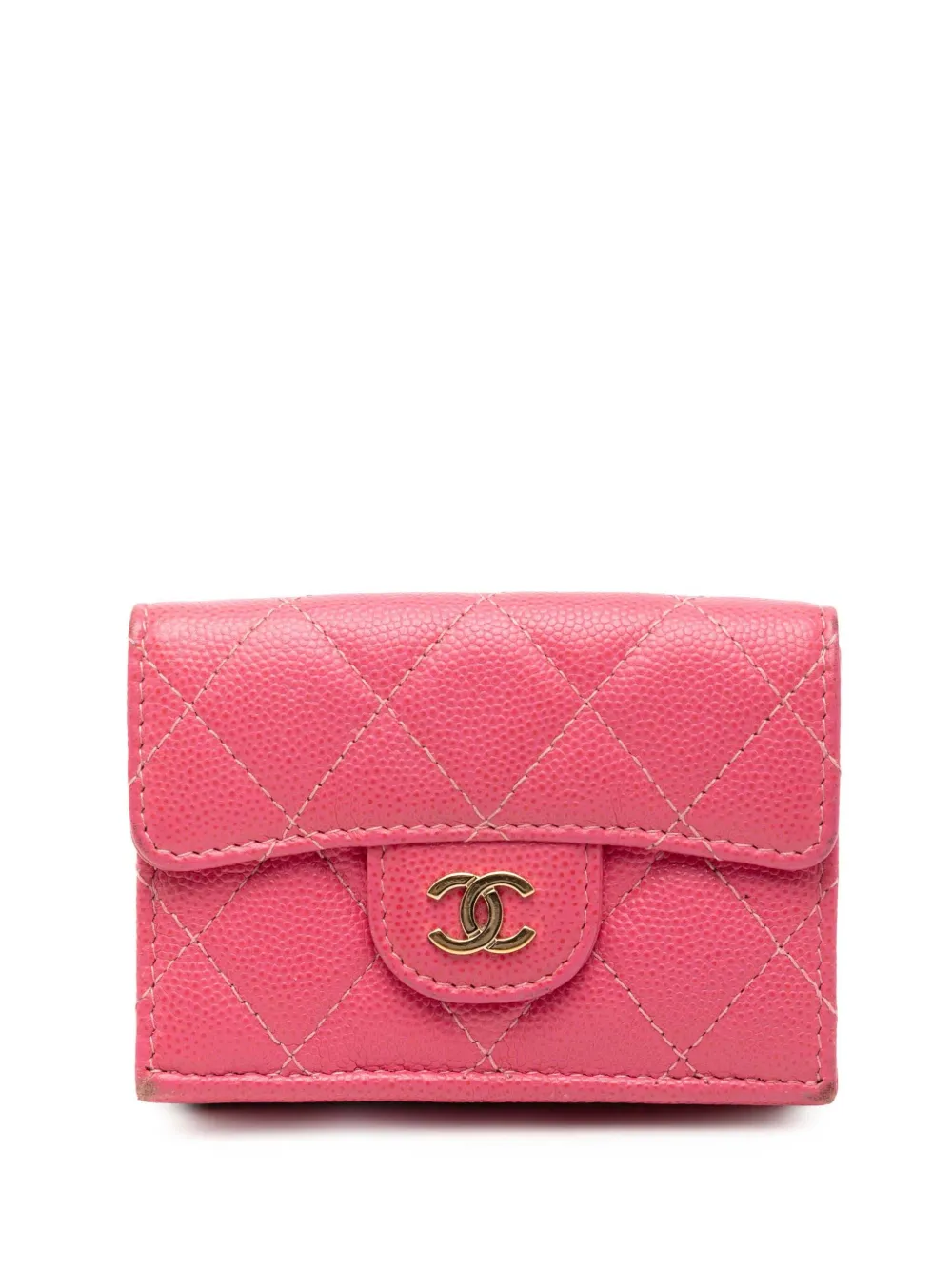 CHANEL Pre-Owned 2018-2019 CC Quilted Caviar Compact Flap Wallet small wallets - Rosa