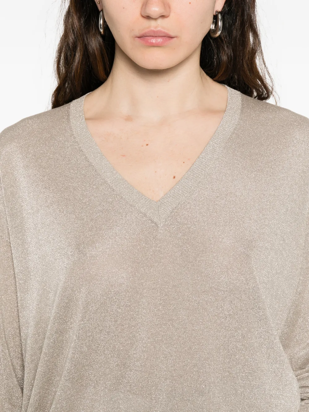 Fabiana Filippi Trui met V-hals en lange mouwen Beige