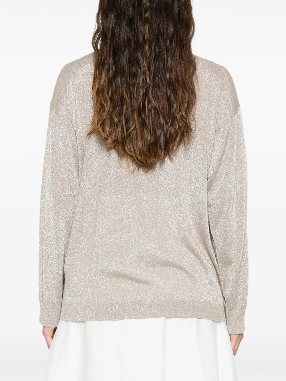 Fabiana Filippi Trui met V-hals en lange mouwen Beige