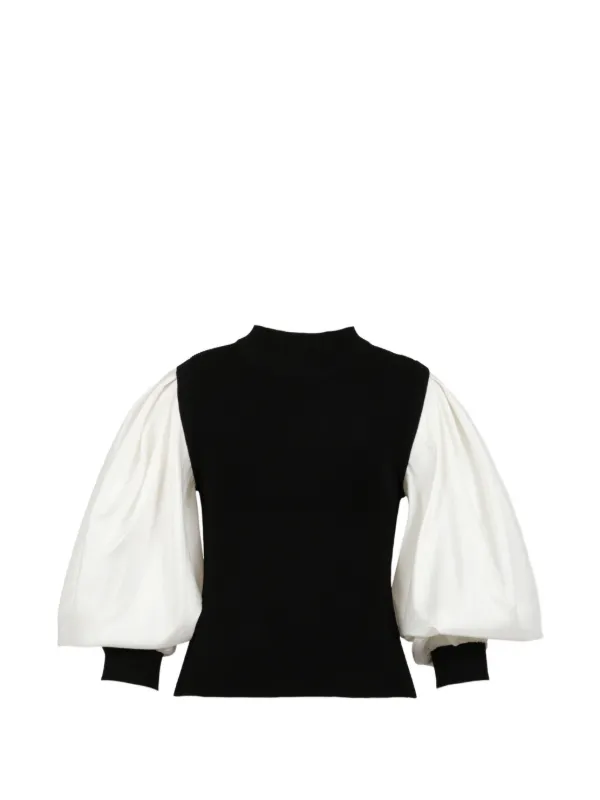 Simkhai Jackie Satin-sleeve Top in Black