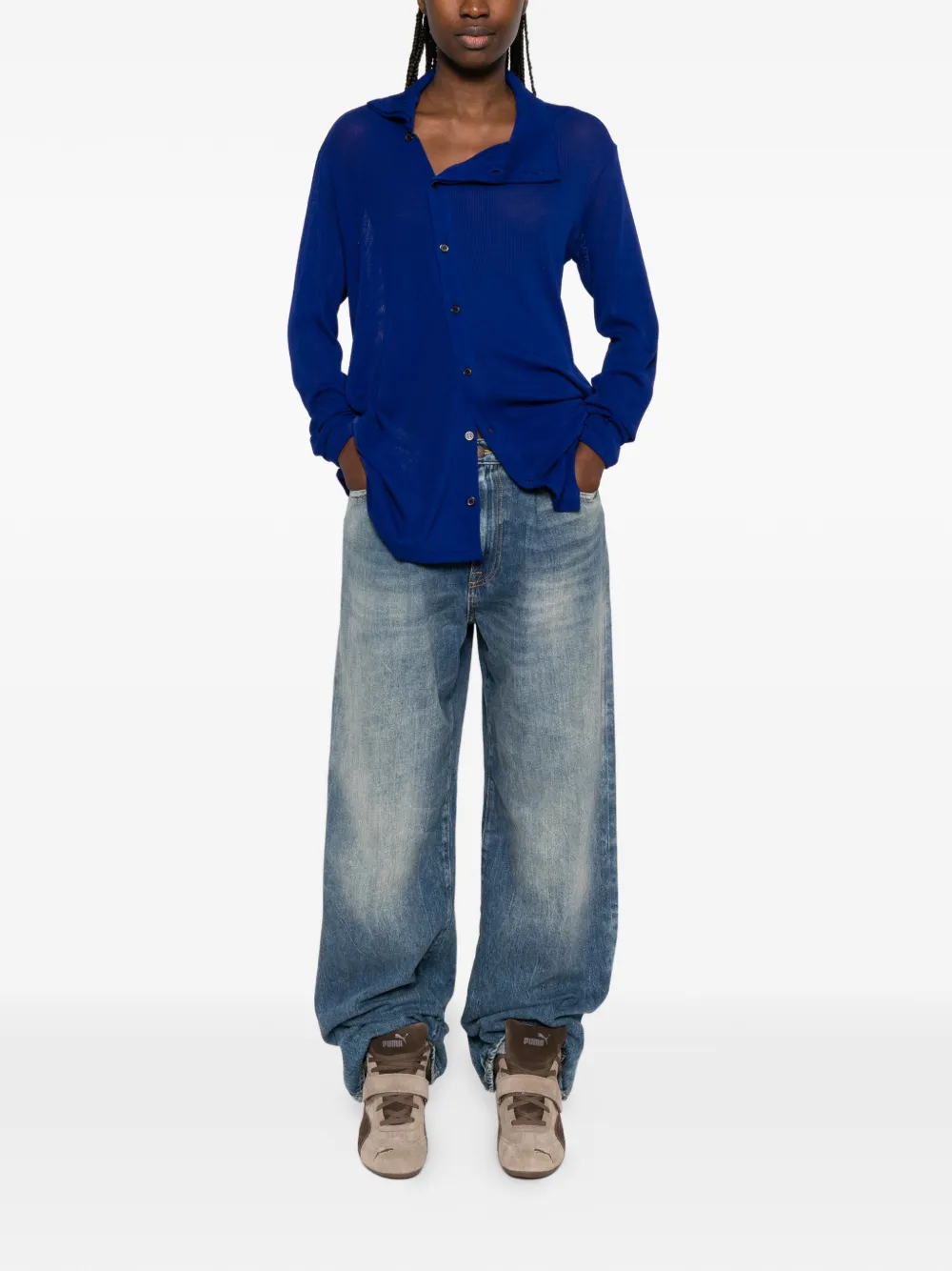 Y's Button-up V-neck Cardigan In Black