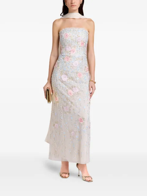 Needle & Thread floral-embellished strapless midi dress