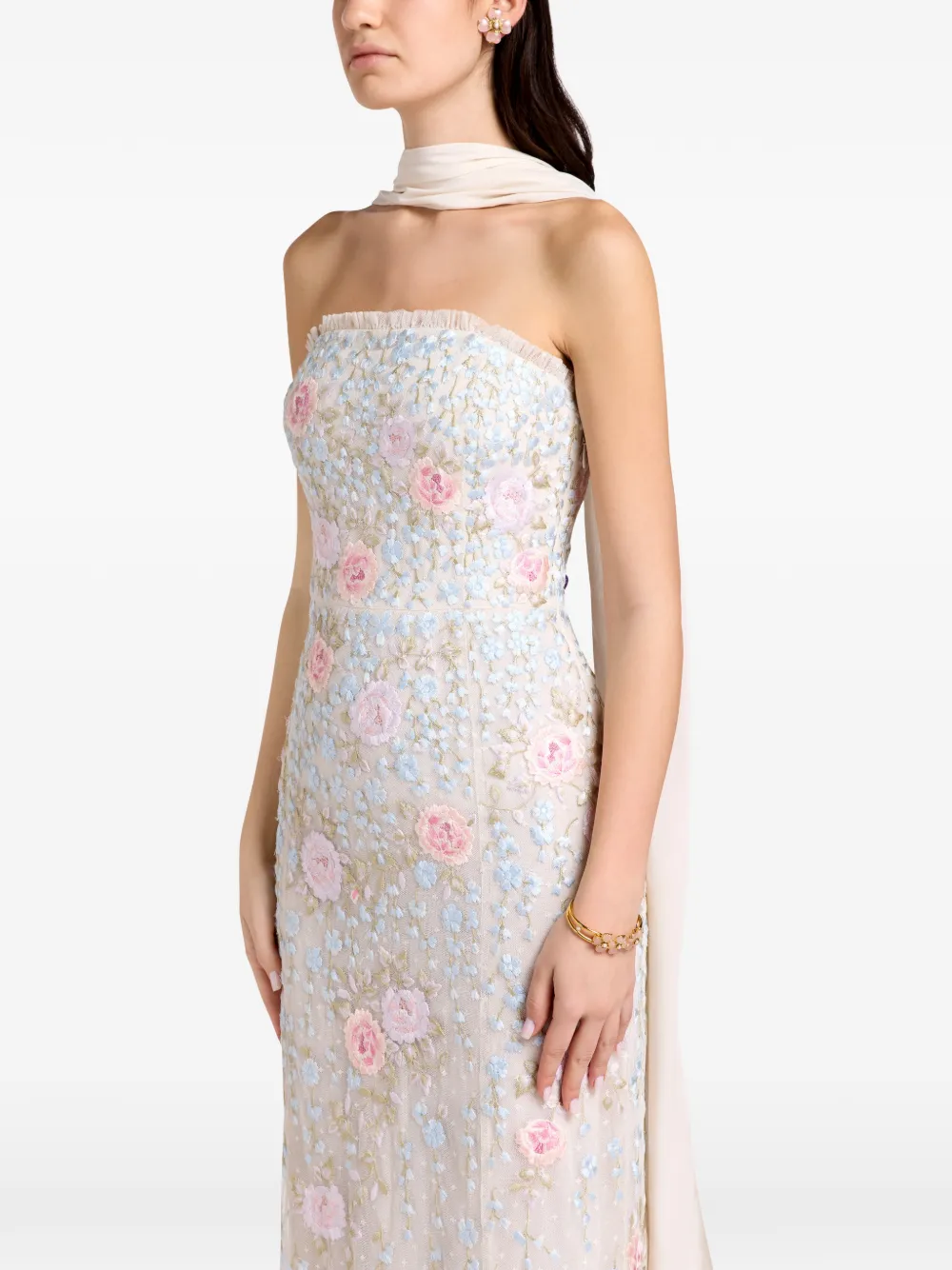 Needle & Thread Strapless jurk Beige