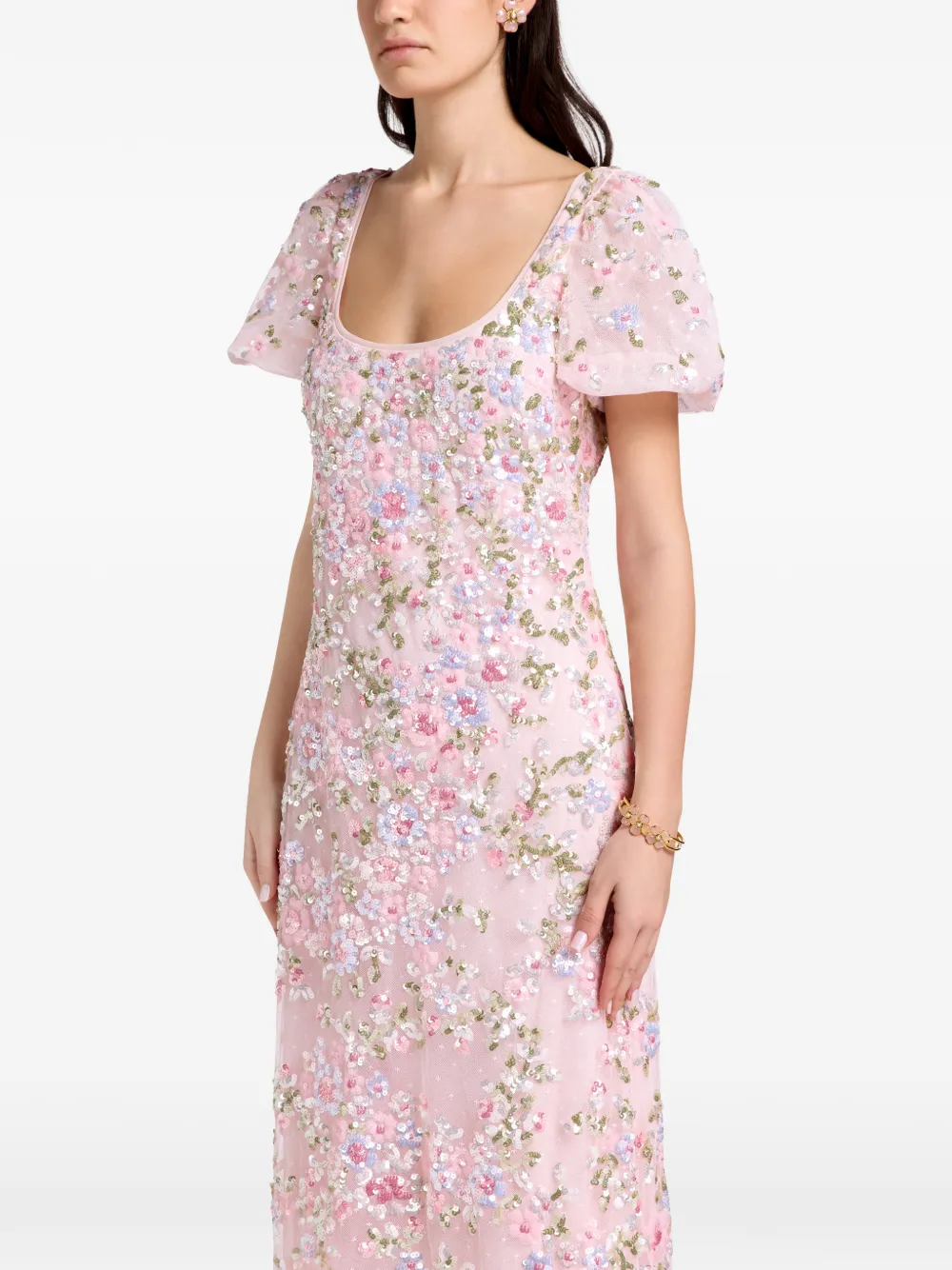 Needle & Thread Midi-jurk met bloemenprint Roze