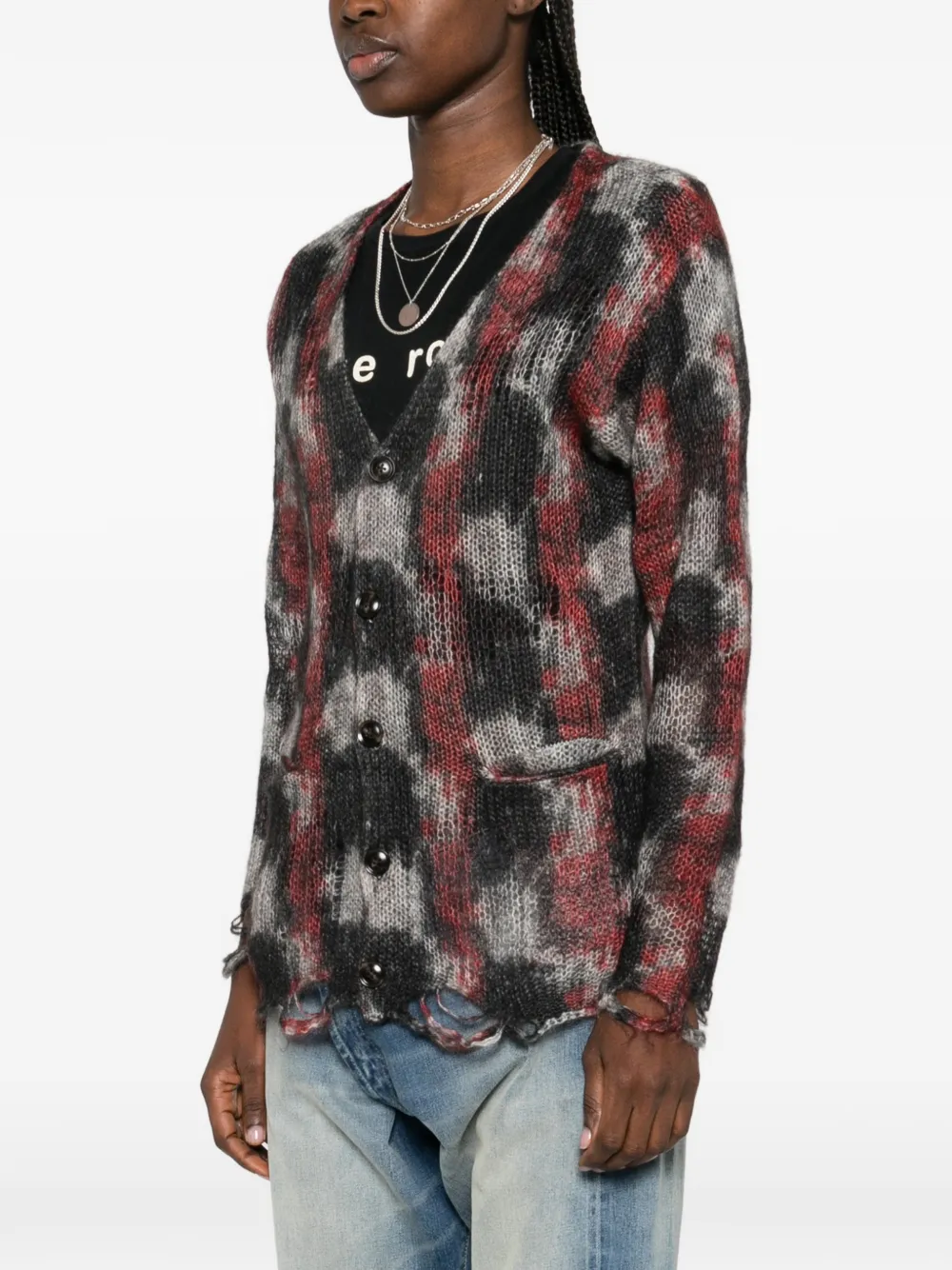  R13 Printed Boyfriend Cardigan - Black 