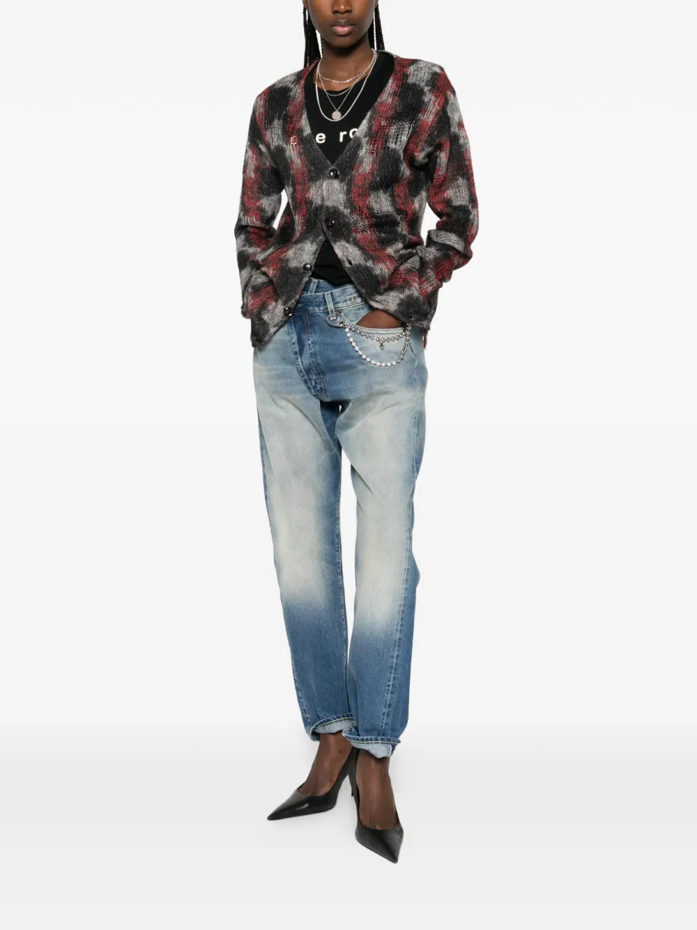  R13 Printed Boyfriend Cardigan - Black 