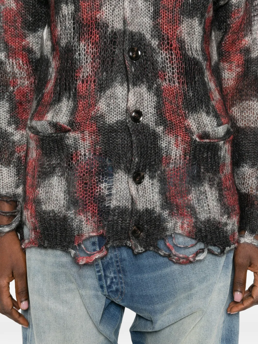 R13 Vest met print Zwart