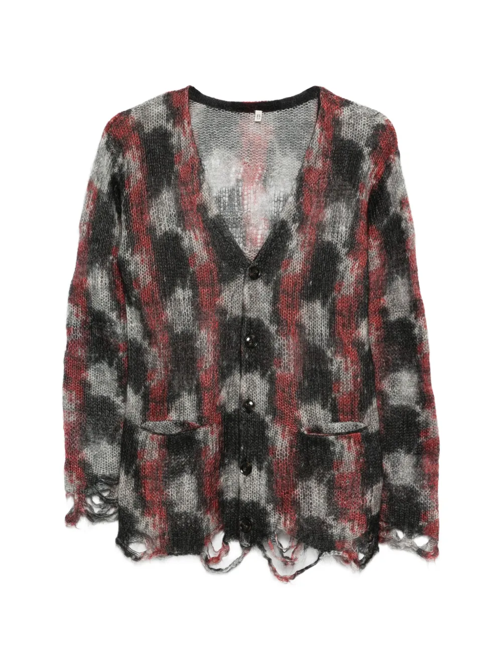 R13 Boyfriend printed distressed cardigan - Nero