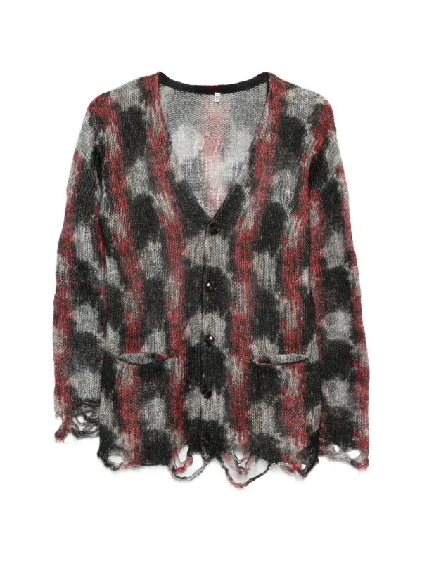 R13 Printed Boyfriend Cardigan in Black