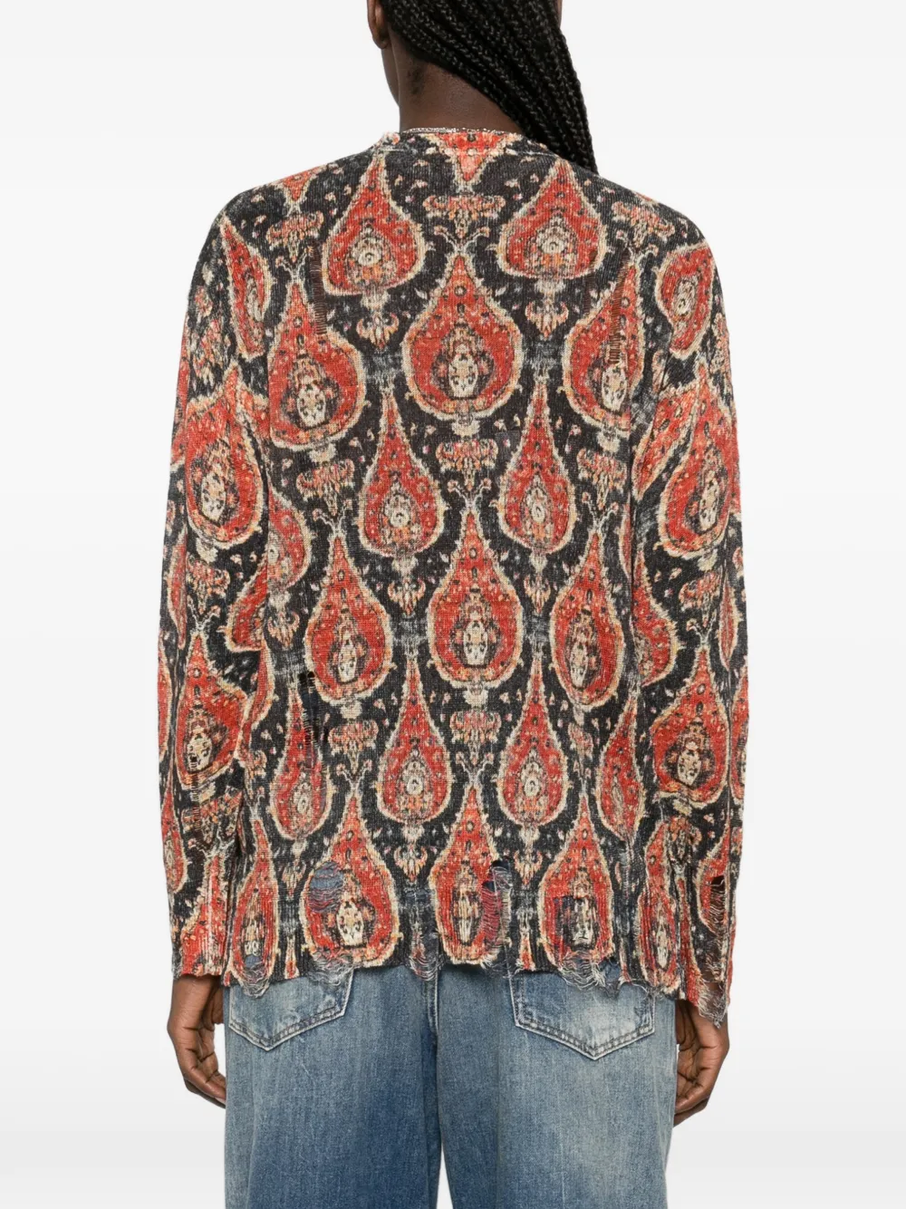 R13 Gerafeld vest met paisley print Zwart
